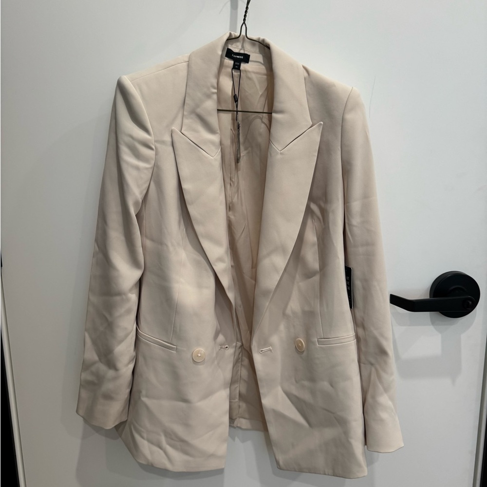 Express Cream Blazer Tailored Lightweight Suit Jacket